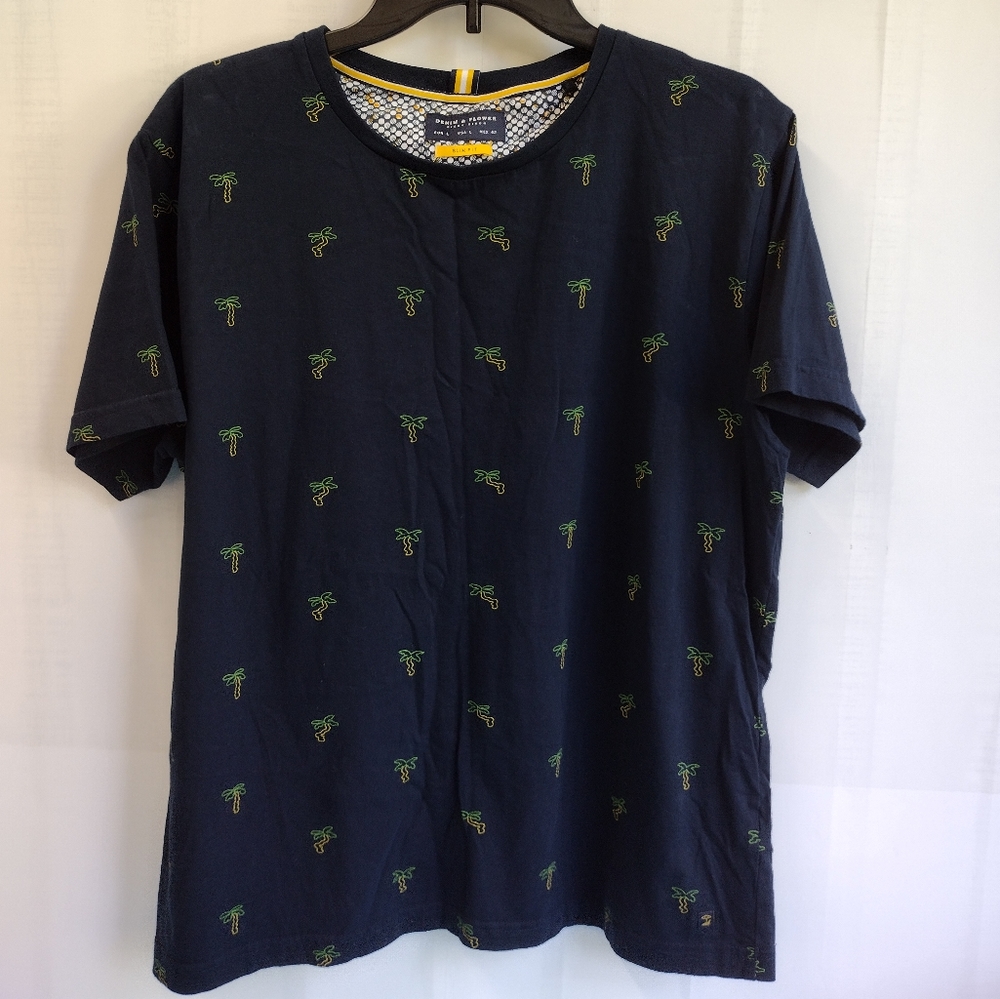 Denim & Flower Men's Navy Slim Fit Shirt Size L - Picture 1 of 7
